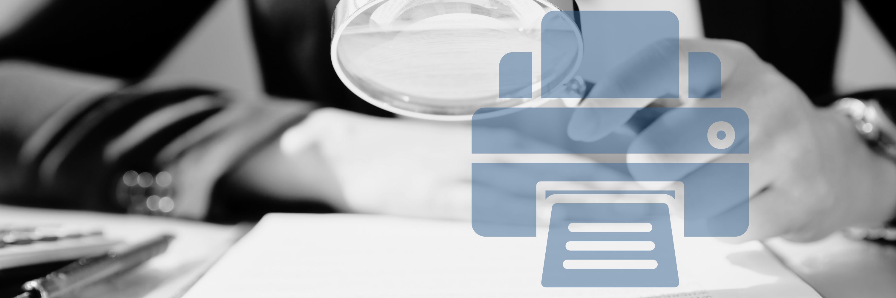 A person looking at a contract with a magnifying loop