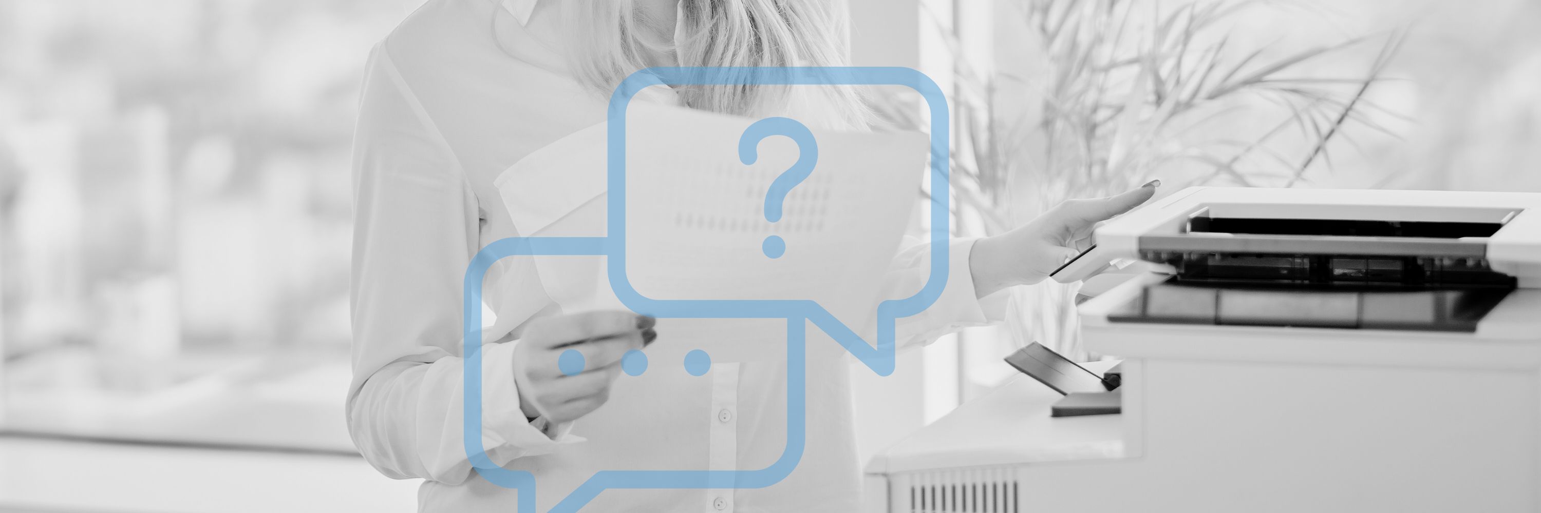 Woman with printer and paper