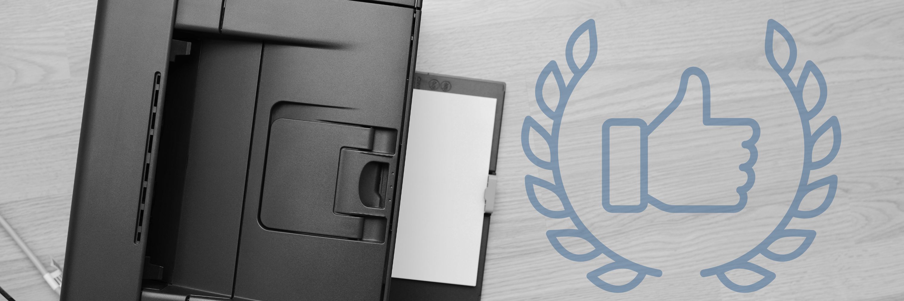 An image of a laser printer with a graphic overlay of a "best" graphic