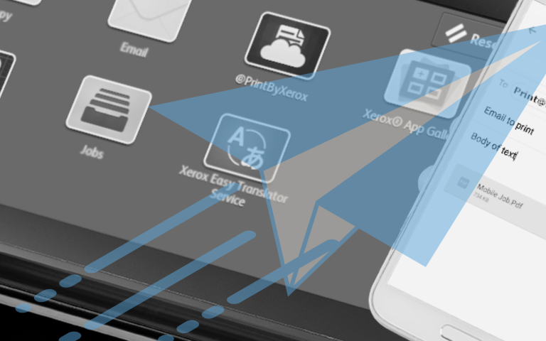 Devices and paper working together for business operation.