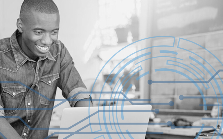 A man uses the scanner on his printer with ease.