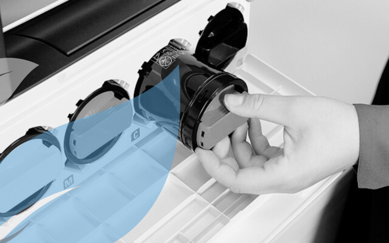 Someone changing toner on Xerox machine.