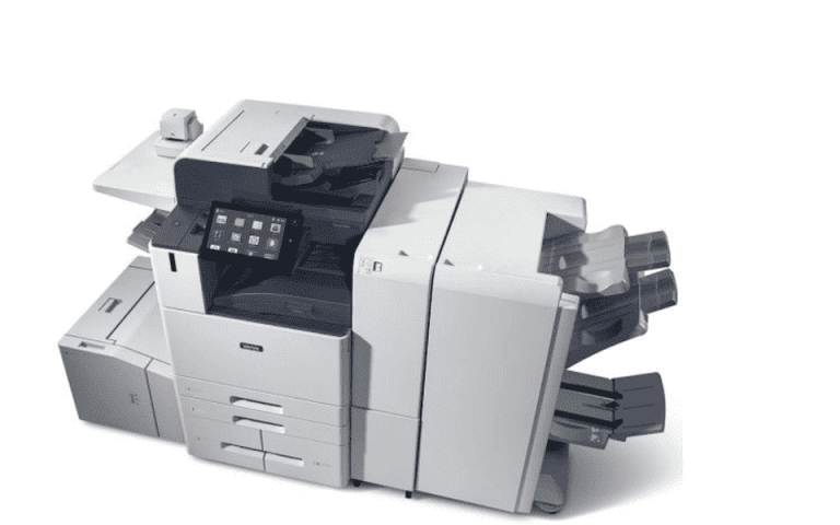 The Xerox AltaLink B8170 with additional paper trays and accessories 