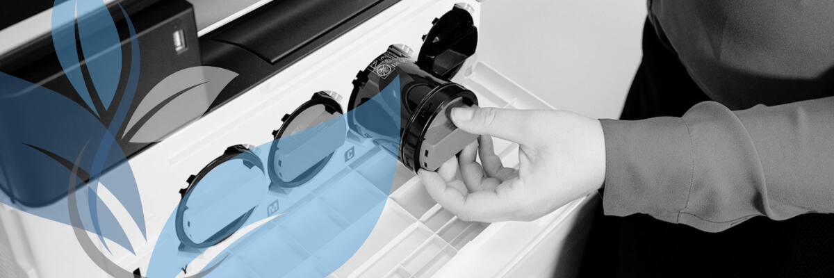 Someone changing toner on Xerox machine.