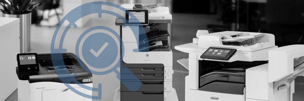3 printer in an office (2 Xerox printers and 1 HP)
