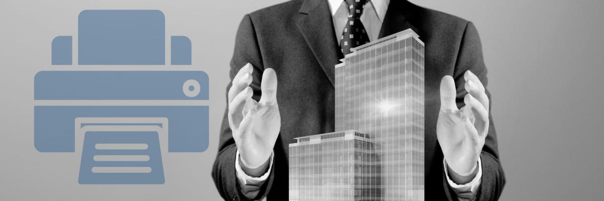 A man overlooking a business building