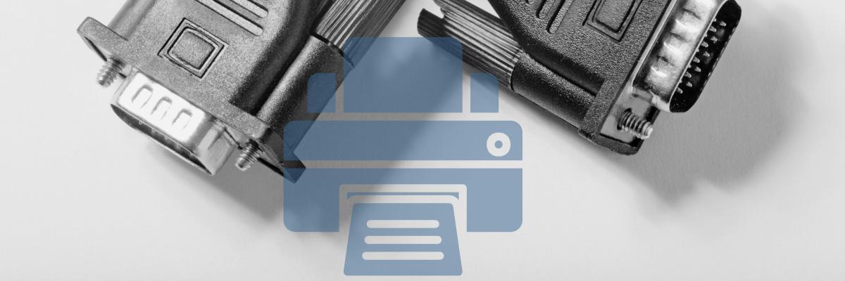 Printer connector cables closeup