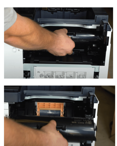 Pull toner straight out.