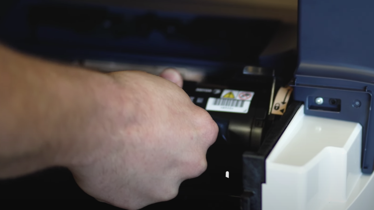 Pull toner straight out.