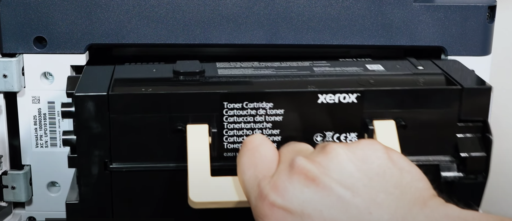 Pull toner straight out.