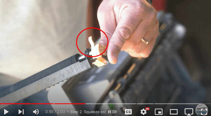 Printer technician shows the back "horns" of the transfer roller on the Xerox AltaLink B8090