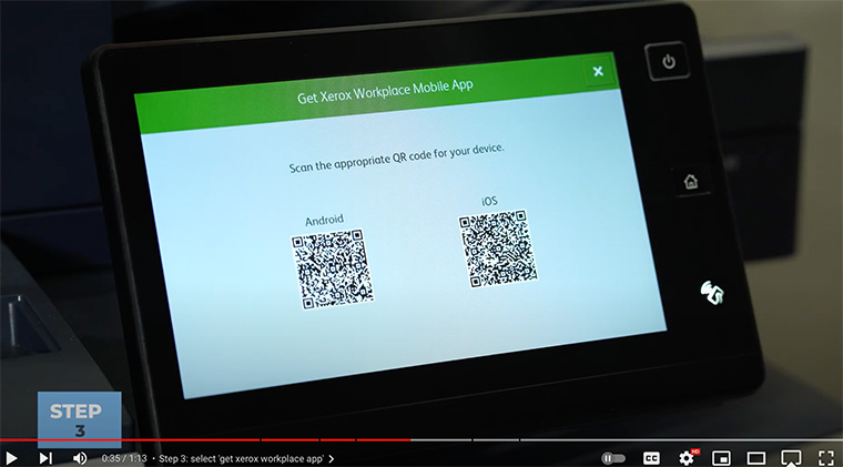Xerox partner shows two download options for Xerox Workplace Mobile app