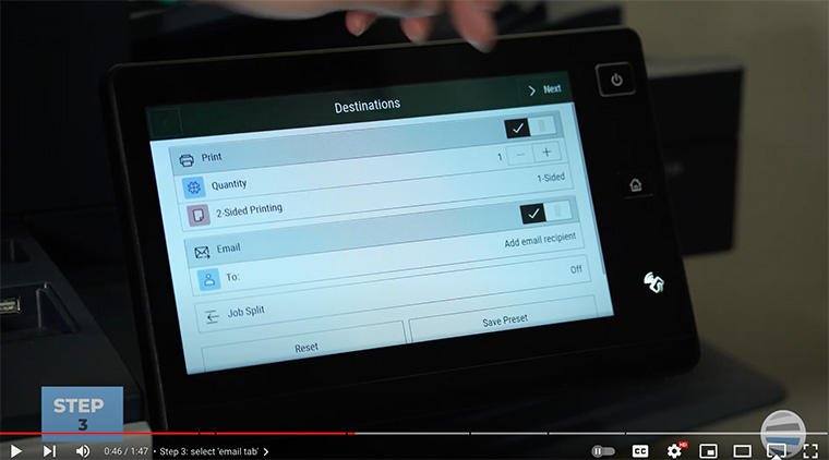 Xerox partner chooses to print and email document on the Xerox Scan with Print app