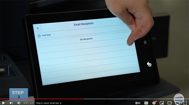 Xerox partner adds email recipient on the Xerox Scan with Print app