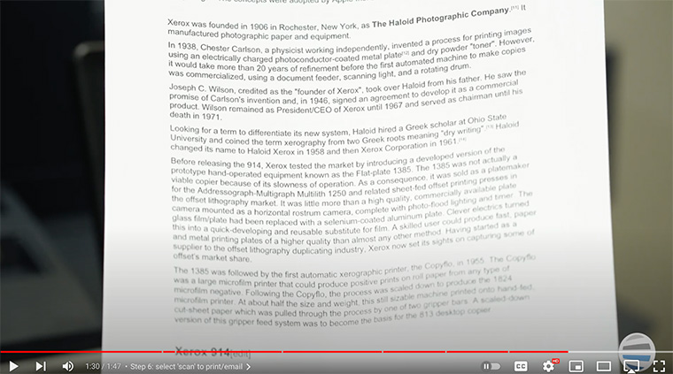 Xerox partner views document he printed with the Xerox Scan with Print app