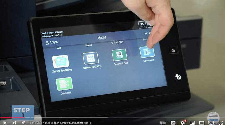 Xerox partner opens the Summarizer App