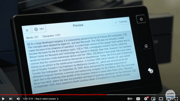 Xerox partner taps "Preview" to view preview of summary on Summarizer App