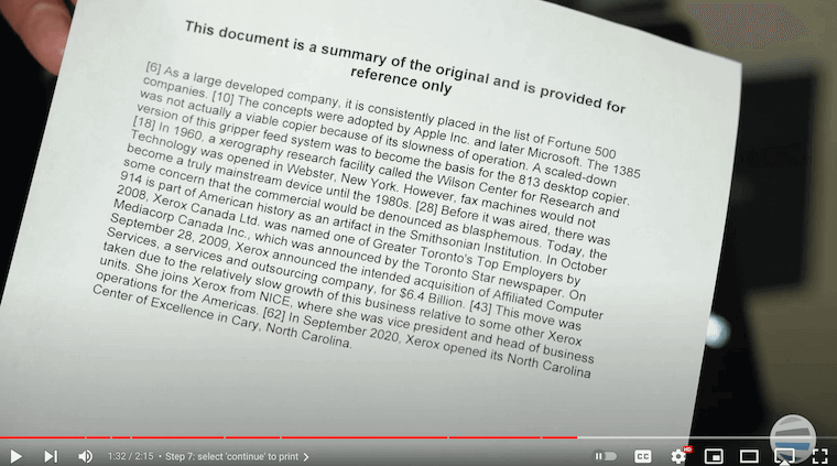 Xerox partner prints document on Summarizer App