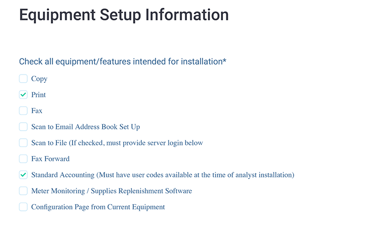 CRIF Equipment Setup section example 