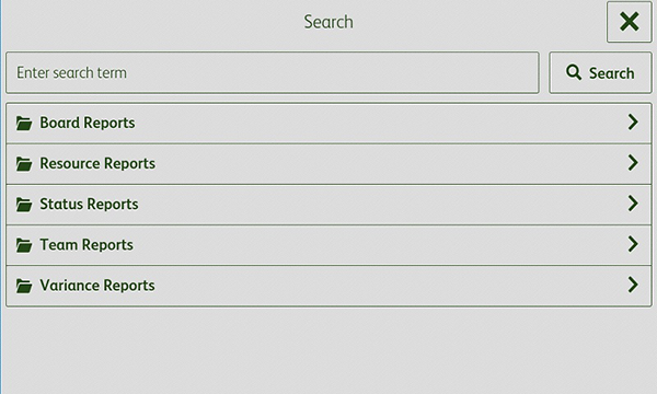 Screenshot of the search function in the Xerox Connect for Google Drive app