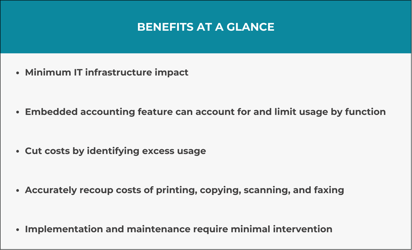 Table showing Xerox Standard Accounting benefits